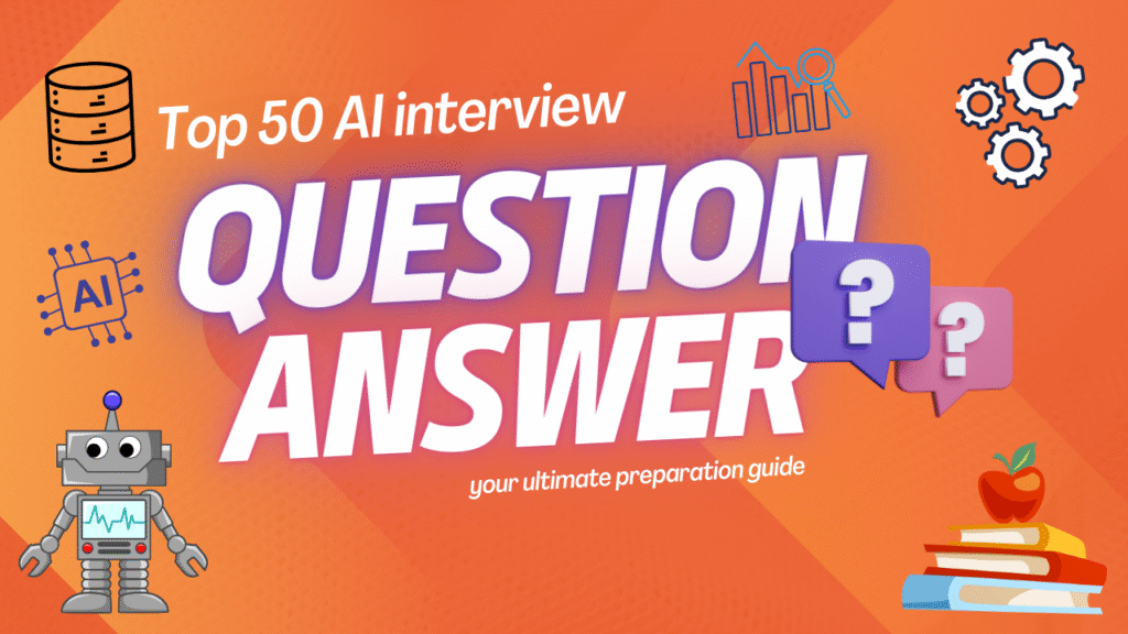AI interview questions and answers with Data Science, Machine Learning, Deep Learning, SQL, and Artificial Intelligence icons